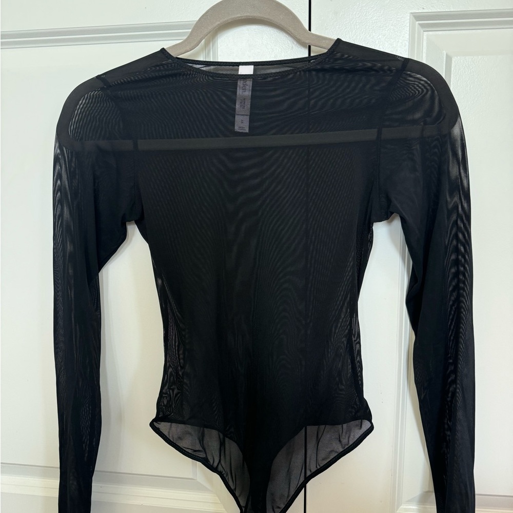 Auden Black Asymmetrical Fitted Long Sleeve Bodysuit